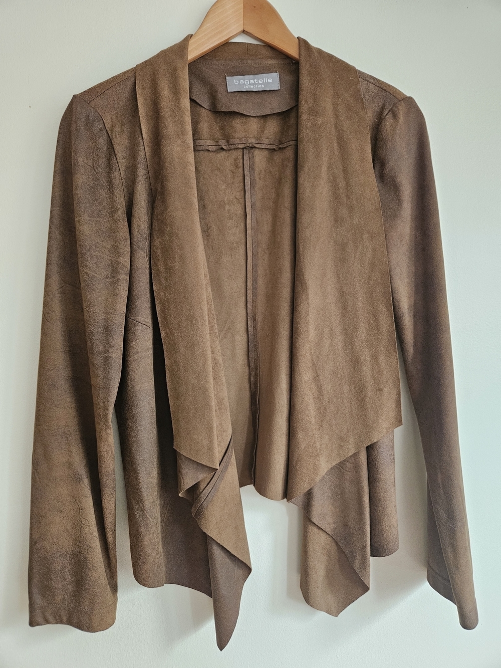 bagatelle Brown Suede Draped Open Jacket - Picture 4 of 10